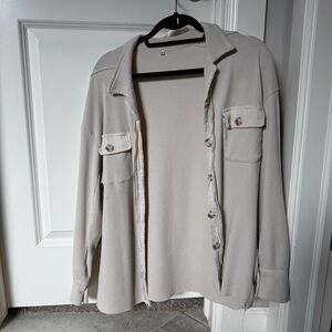 Women's Cream Waffle Button-Down Shirt